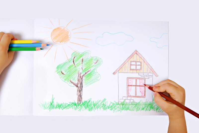 Children's colored illustration of the happiness life